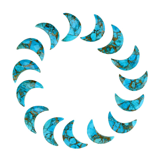 2 Pieces Copper Turquoise Moon , Crescent moon shape gemstone, carving gemstone, natural gemstone, moon shape gemstone, Size 7x16 mm