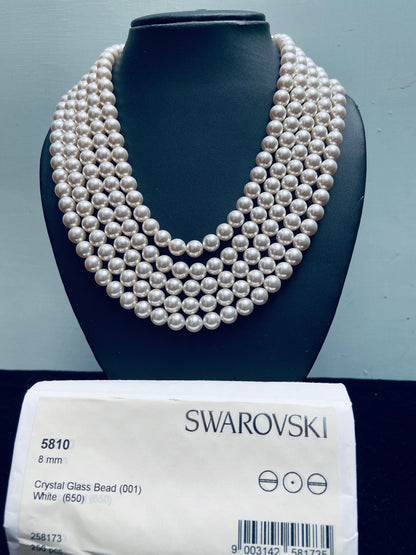 Natural Crystal White Swarovski Pearl Beads 2mm–12mm