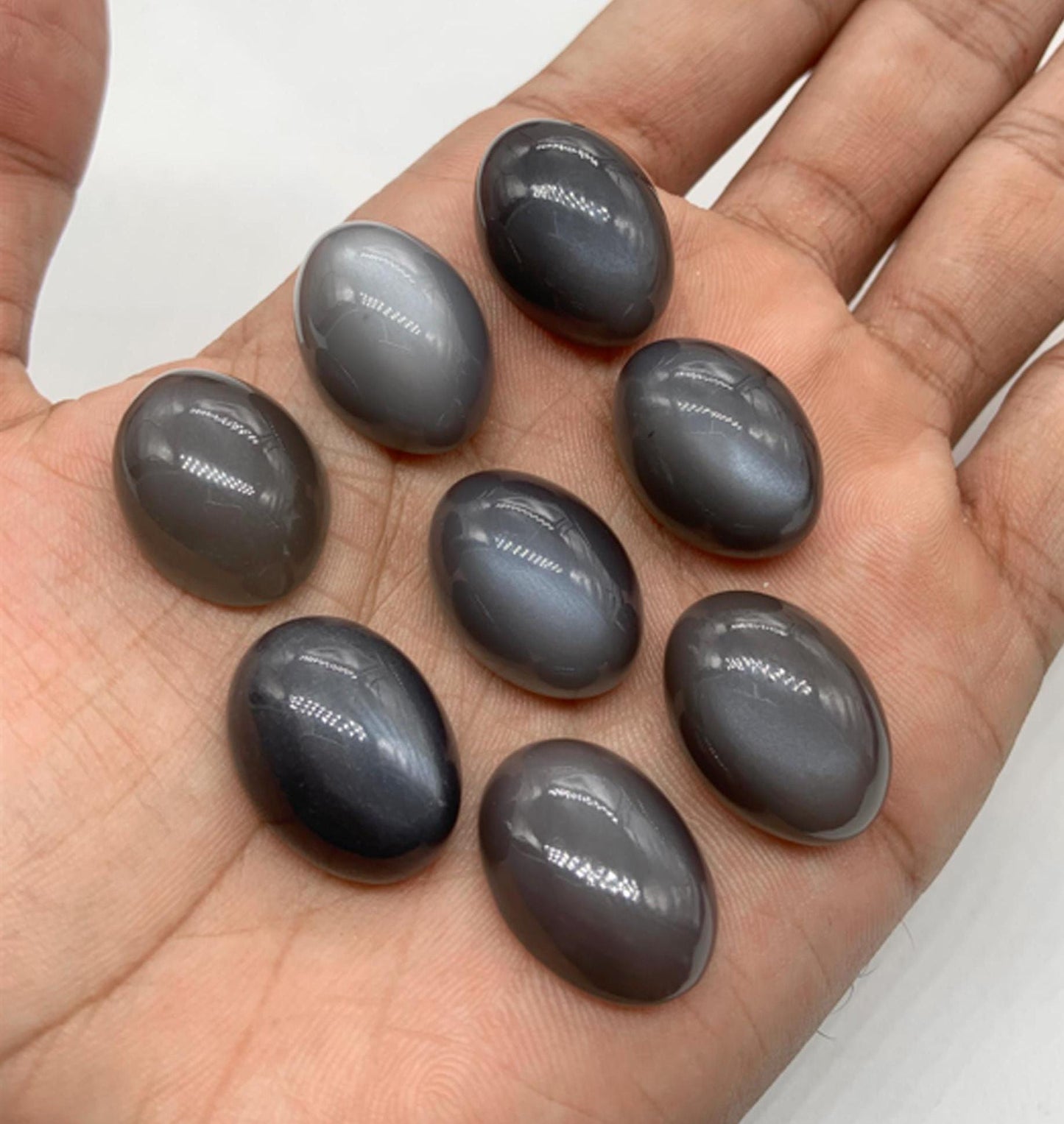 1 Piece Natural Grey Moonstone Smooth Cabochon Gemstone Oval Shape Cabochon for jewelry making Semi Precious Cabochon for Rings Size 16x21mm