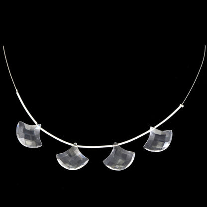 Faceted Crystal Quartz Carving Beads, Fancy Gemstone Jewelry (17mmx14mm, 4 Pieces)