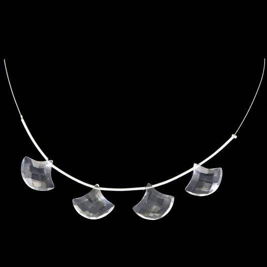 Faceted Crystal Quartz Carving Beads, Fancy Gemstone Jewelry (17mmx14mm, 4 Pieces)