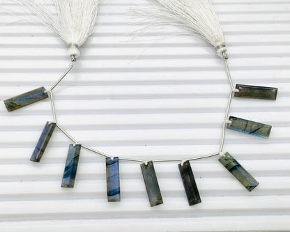 AAA Labradorite Faceted Baguette Step Cut Gemstone Beads 10 Pcs