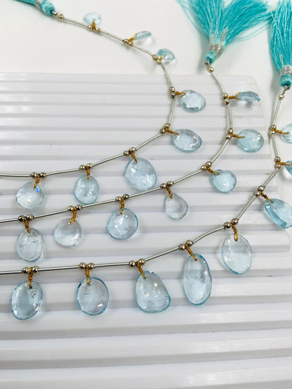 Natural Swiss Blue Topaz Rose Cut Cabochons | Freeform Faceted Flat Back Stones