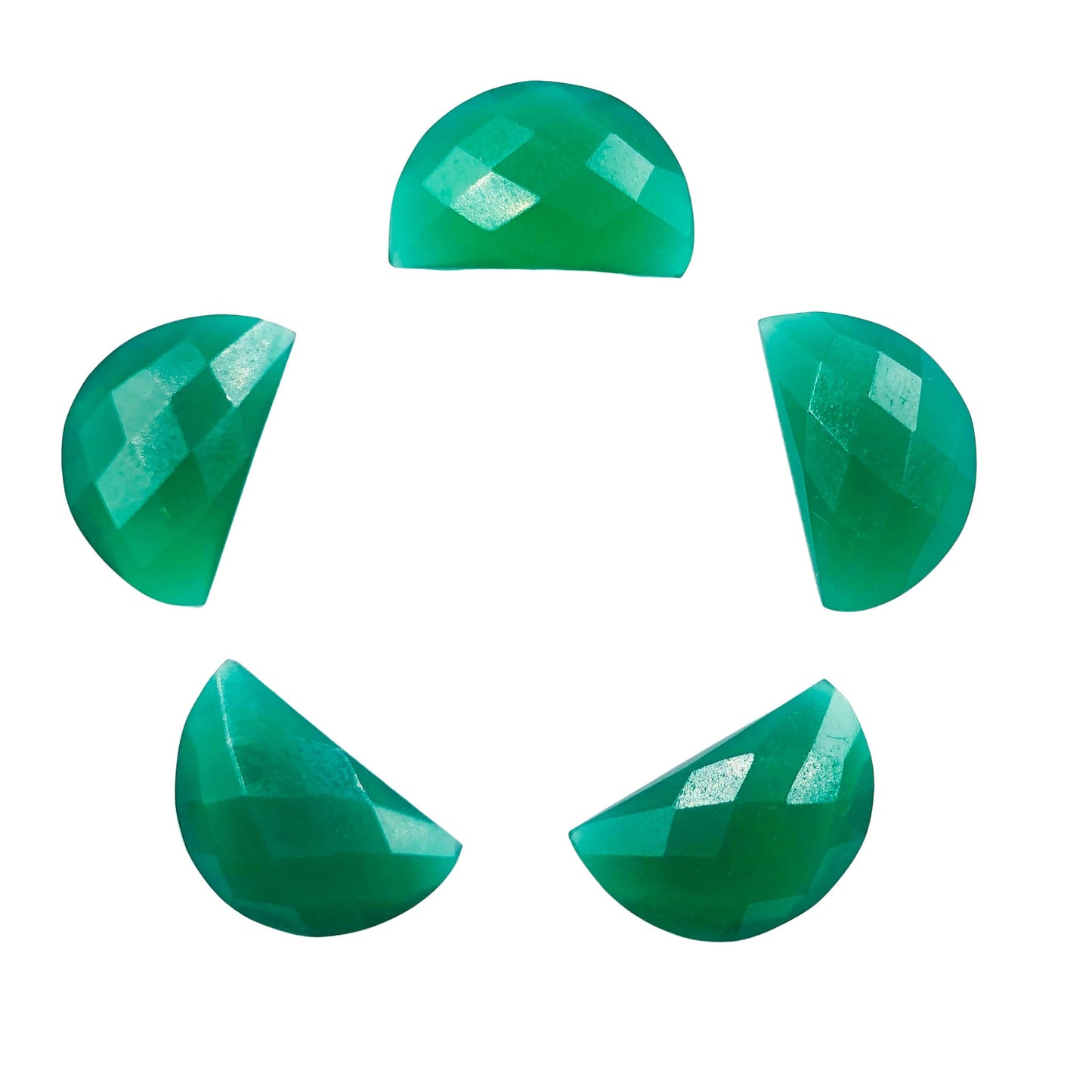 2 Pieces Natural Green Onyx Faceted Semi Circle Shape Gemstone, Hand Carved Briolette, Size 10x16mm, Jewelry Supplies, SKU-BBI232