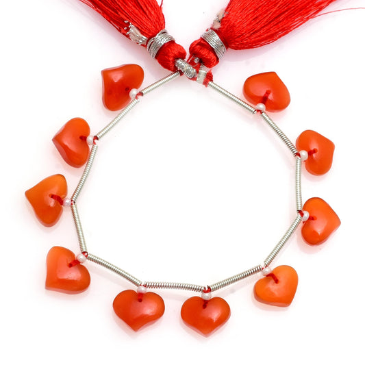 Faceted Carnelian Heart Shape Briolette Beads 10 Pieces 8x10x5mm Face Drill Gemstones