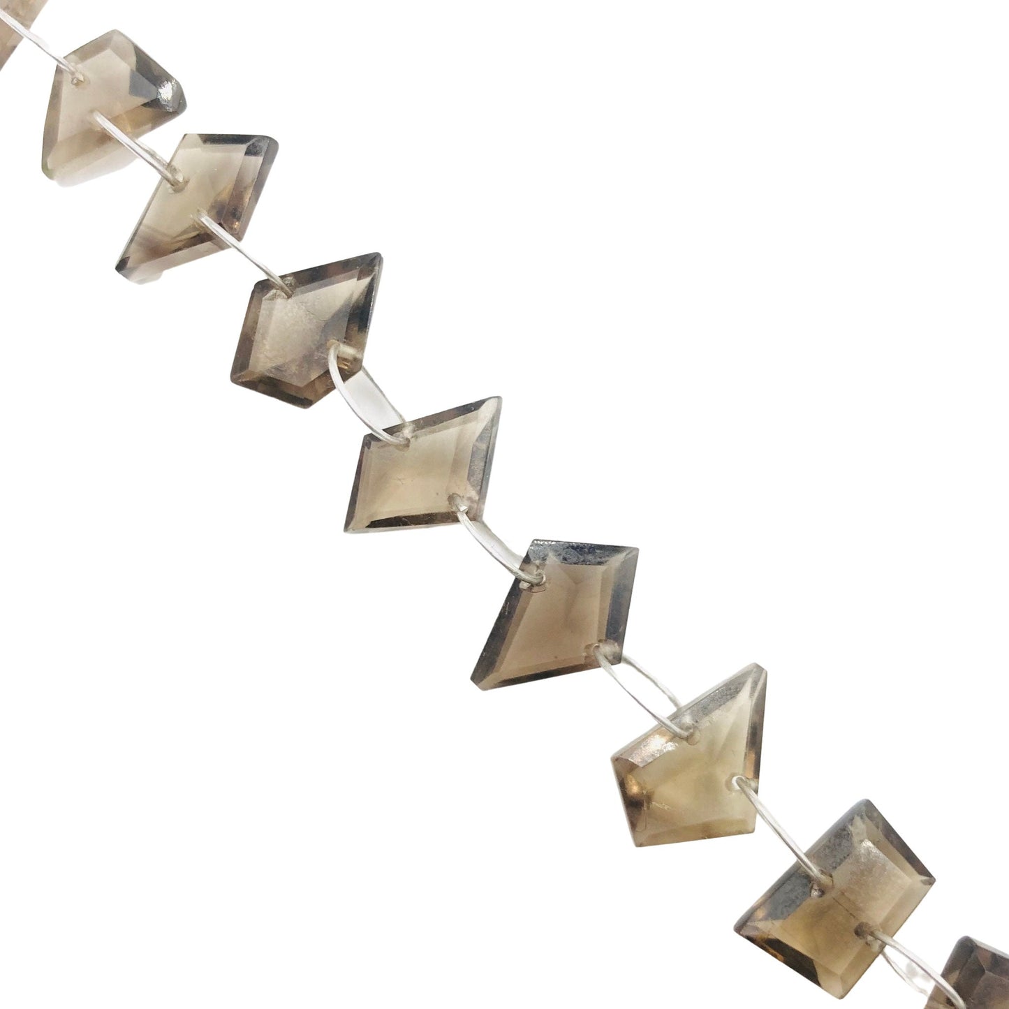 12 Pieces Natural Smoky Quartz Faceted Pentagon Cut Stone Beads , Double Drill Beads Strand , Beads For Jewelry, SKU - BBI741