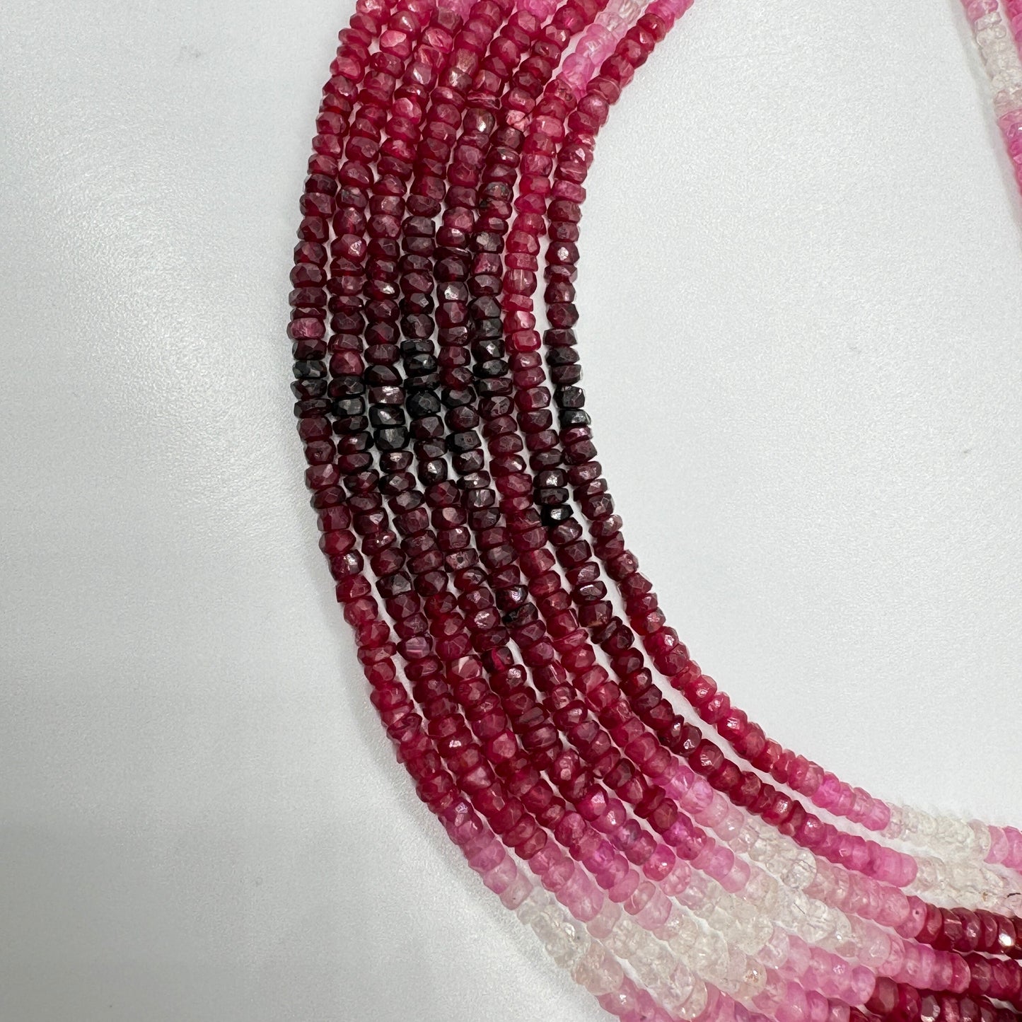 Shaded Ruby Sapphire Faceted Rondelle Beads – AAA Quality, 16” Strand