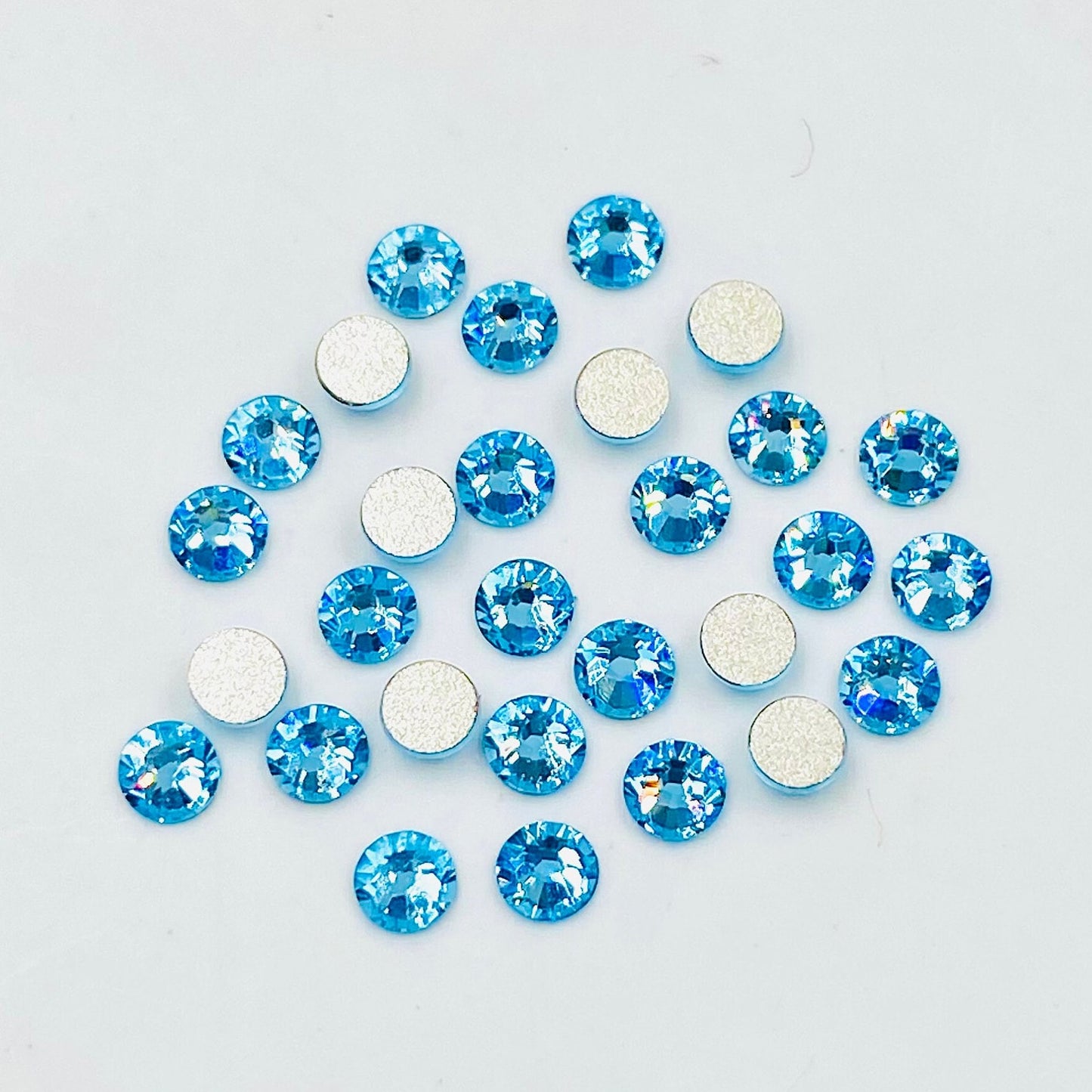 Premium Rhinestones Swarovski, 2058 Aquamarine Color Crystal Flatback No-Hotfix Rhinestones Gems stones (ss5 , ss7, ss9) Decorative Nail Art