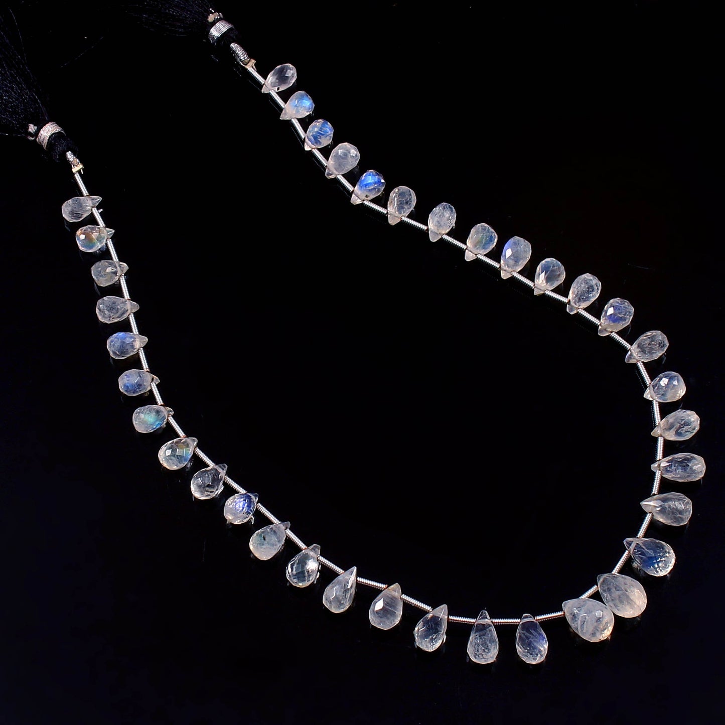 8x7-5x12mm White White Rainbow Gemstone, Natural Teardrop Beaded Necklace Gift For Her, Faceted White Rainbow Gemstone Necklace BBI946
