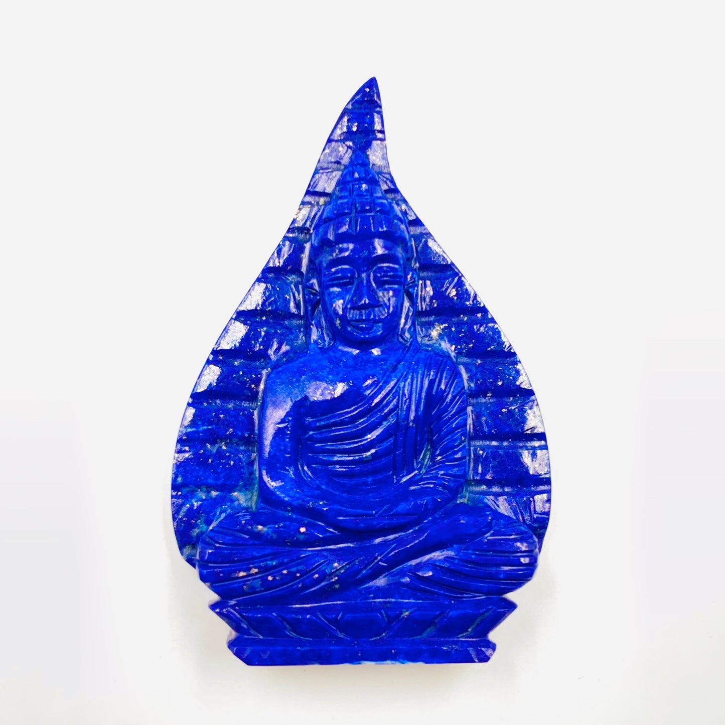 Natural Lapis Lazuli Buddha Hand Carved Gemstone Statue