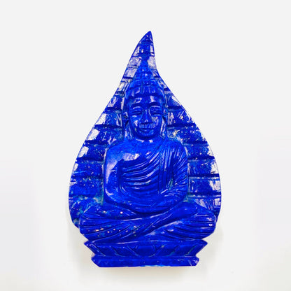Natural Lapis Lazuli Buddha Hand Carved Gemstone Statue