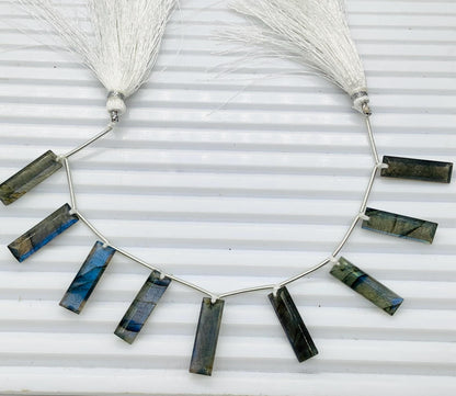 AAA Labradorite Faceted Baguette Step Cut Gemstone Beads 10 Pcs