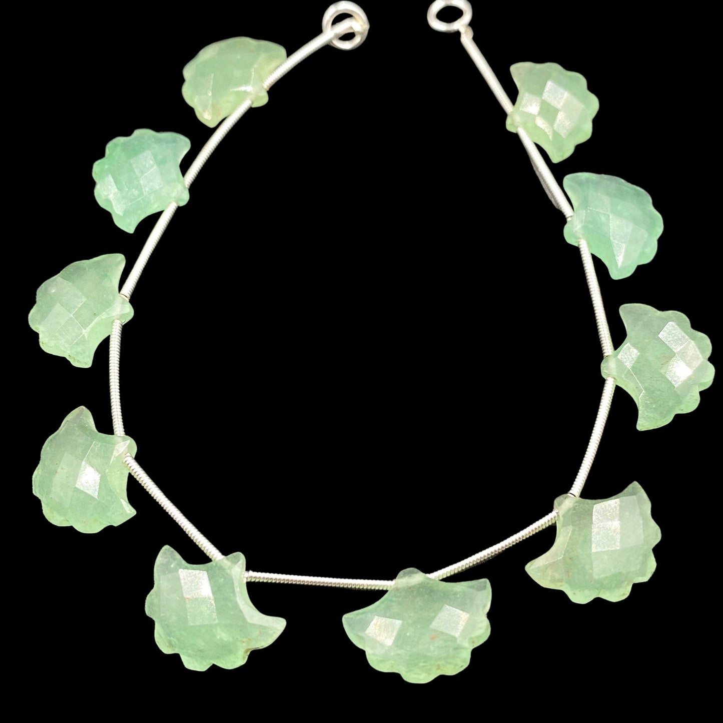 10 Pieces GREEN AVENTURINE Carved Tree Shape Natural Gemstone Briolette Side Drill Beads Line , Gemstone Carving Beads ,Genuine Beads