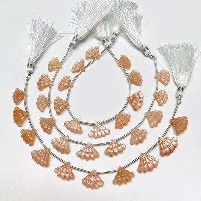 10 Pcs Natural Peach moonstone Triplet Carved Tree Shape Briolette Side Drill Beads Size 13x16x5mm fancy shape briolette for jewelry making