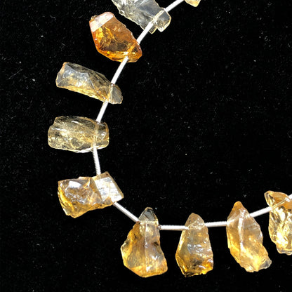 Natural Citrine Rough Face Drill Beads | Raw Citrine Cluster Stones for Jewelry