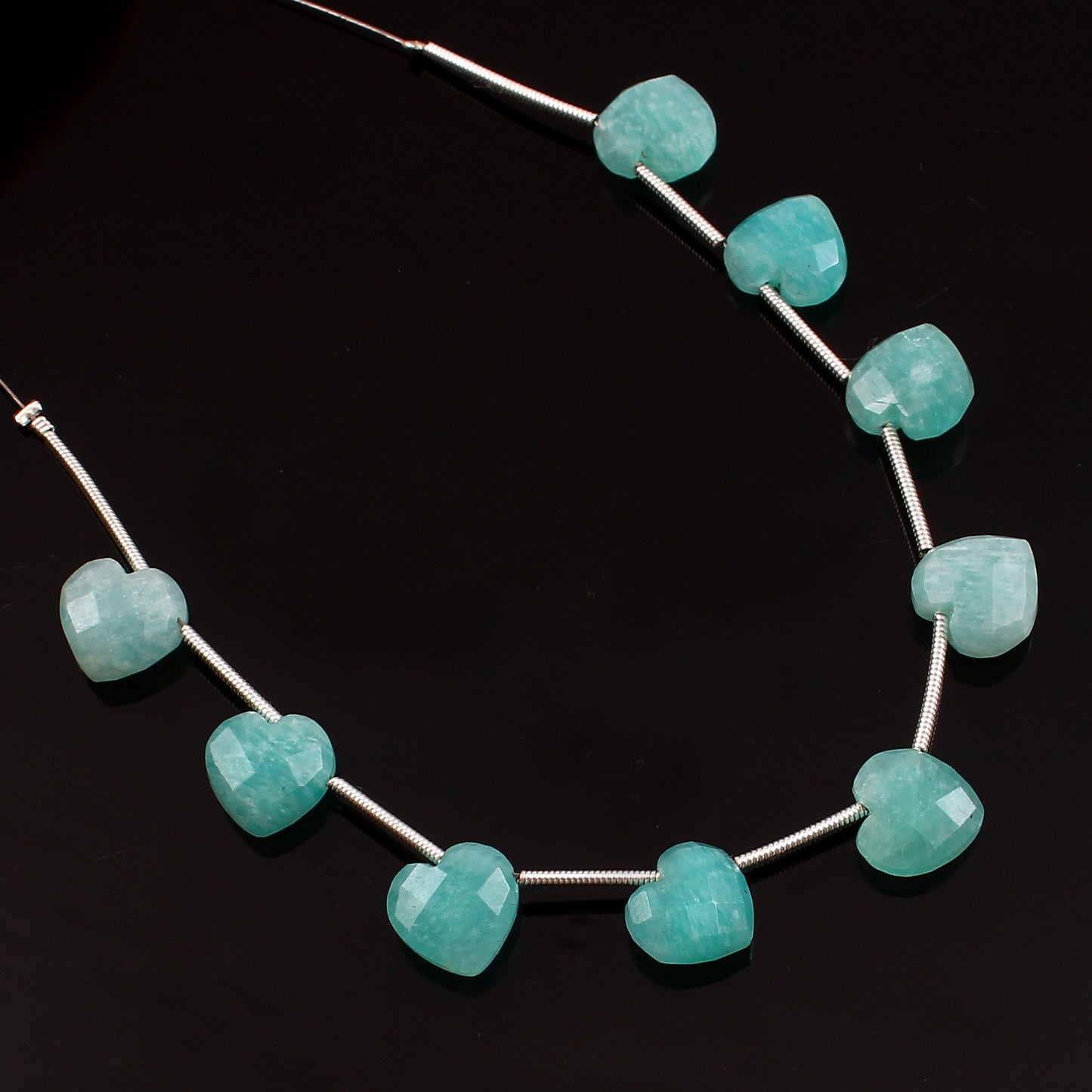 Natural 10mm Blue Amazonite Gemstone Heart Beads Necklace, Faceted Amazonite Gemstone Necklace Birthday Gift