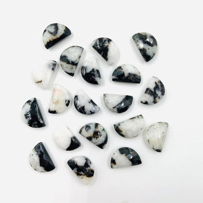 Natural Zebra Jasper Gemstone Beads, Faceted Half Moon "D Shape Beads, Carving Gemstone, Size 10x16 mm, Loose Beads For Jewelry,