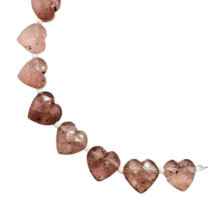 Natural Red Strawberry Quartz Carved Heart shape Gemstone Briolette Beads | Beads For Jewelry | Wholesale Gemstone beads, SKU - BBI331