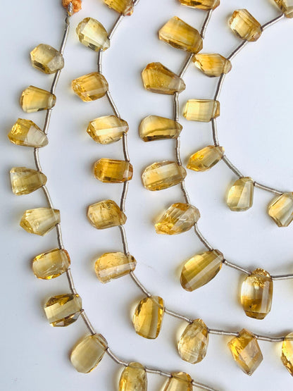 Natural Citrine Freeform Nugget Beads 12–14mm Faceted Side Drill