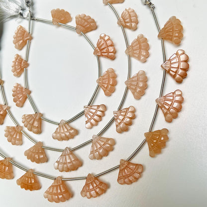 10 Pcs Natural Peach moonstone Triplet Carved Tree Shape Briolette Side Drill Beads Size 13x16x5mm fancy shape briolette for jewelry making