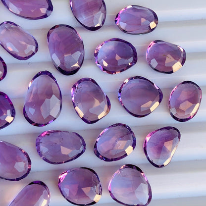 Natural Pink Amethyst Rose Cut Slices Cabochons Faceted Rose Cut Flat Back Cabochons, Rose Cut Loose Gemstone, Pink Amethyst Gemstone Slices