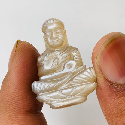 Natural Grey Moonstone Buddha Hand Carved Gemstone Statue