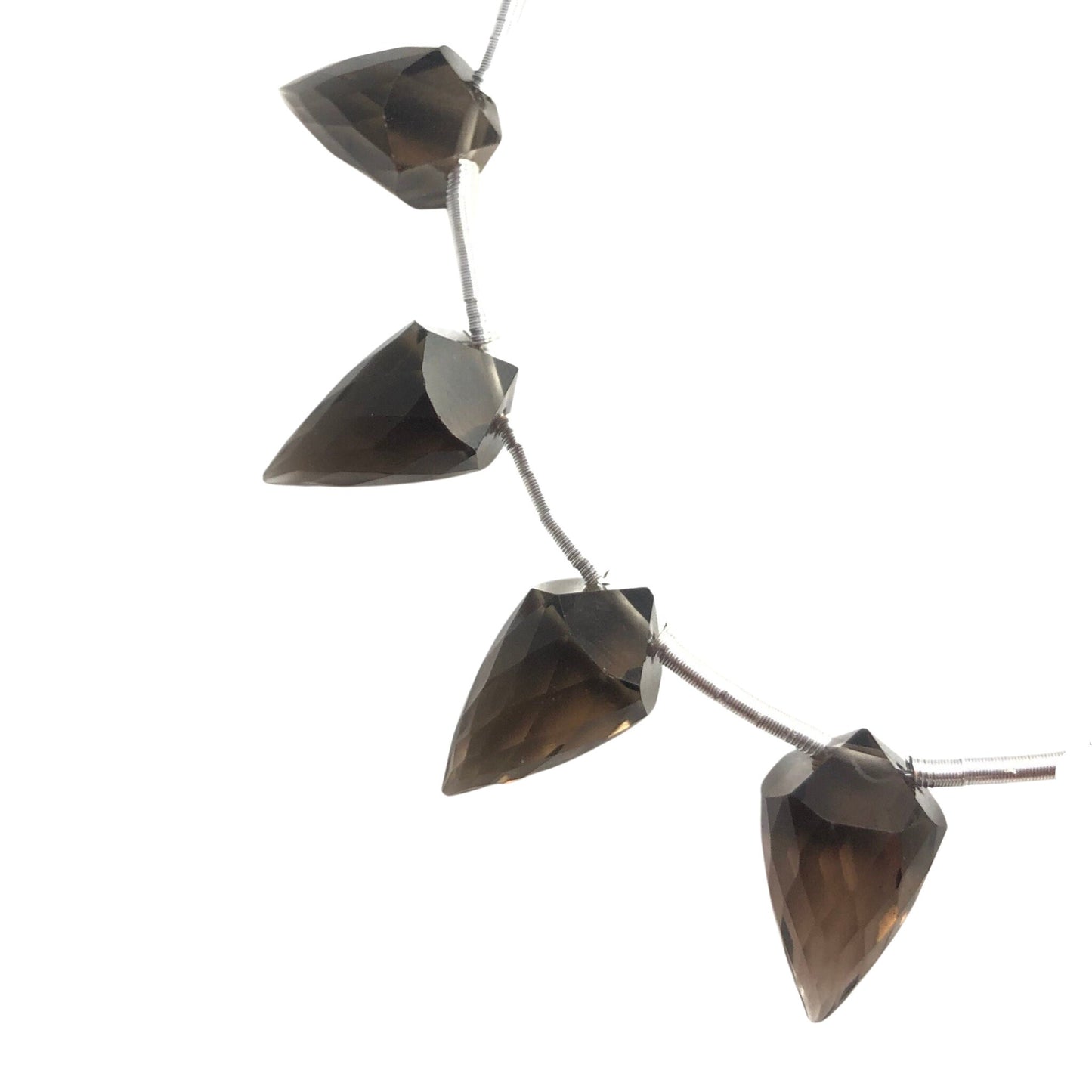 14 Pieces Natural Smoky Quartz Faceted Drop Shape Gemstone Briolette, Side Drill Beads Line | Beads For Jewelry Set| SKU - BBI1043