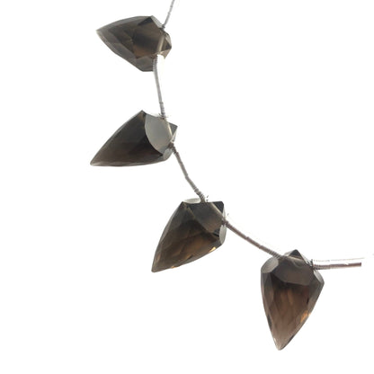 14 Pieces Natural Smoky Quartz Faceted Drop Shape Gemstone Briolette, Side Drill Beads Line | Beads For Jewelry Set| SKU - BBI1043