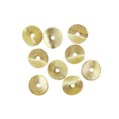 8mm - 65pc Gold Wavy Disk Spacer Beads, Brushed Gold Plated Disc Spacers For Jewelry Making, Heishi Spacers SKU-CC052