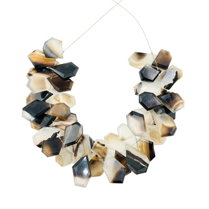 Natural Shaded Smoky Quartz Faceted Fancy Slices Cut Nugget Beads , Side Drilled, Genuine Shaded Smoky Quartz Gemstone Beads , SKU - BBI763