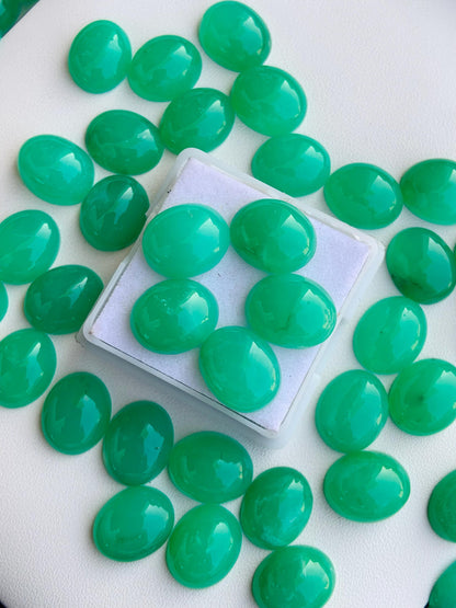Natural Chrysoprase Chalcedony Smooth Oval Shape Gemstone Cabochon, CALIBRATED Loose Stone Cab, Oval Jewelry Making Cabs