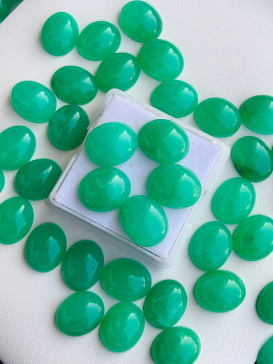 Natural Chrysoprase Chalcedony Smooth Oval Shape Gemstone Cabochon, CALIBRATED Loose Stone Cab, Oval Jewelry Making Cabs