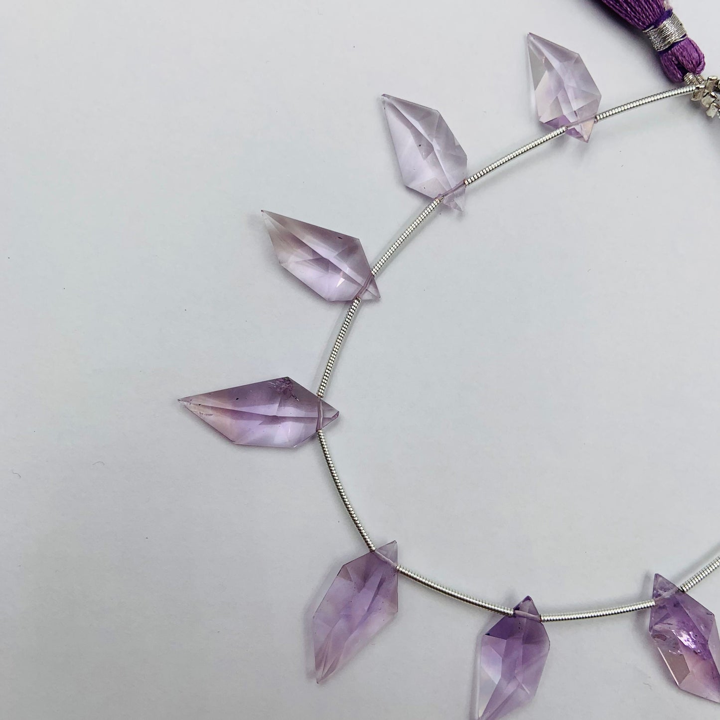 Natural Amethyst & Ametrine Spindle Cut Beads - Faceted Gemstone 10 Pcs
