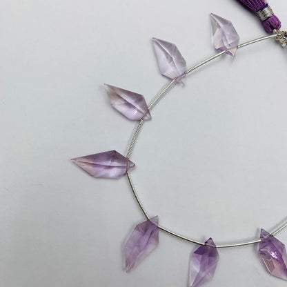 Natural Amethyst & Ametrine Spindle Cut Beads - Faceted Gemstone 10 Pcs