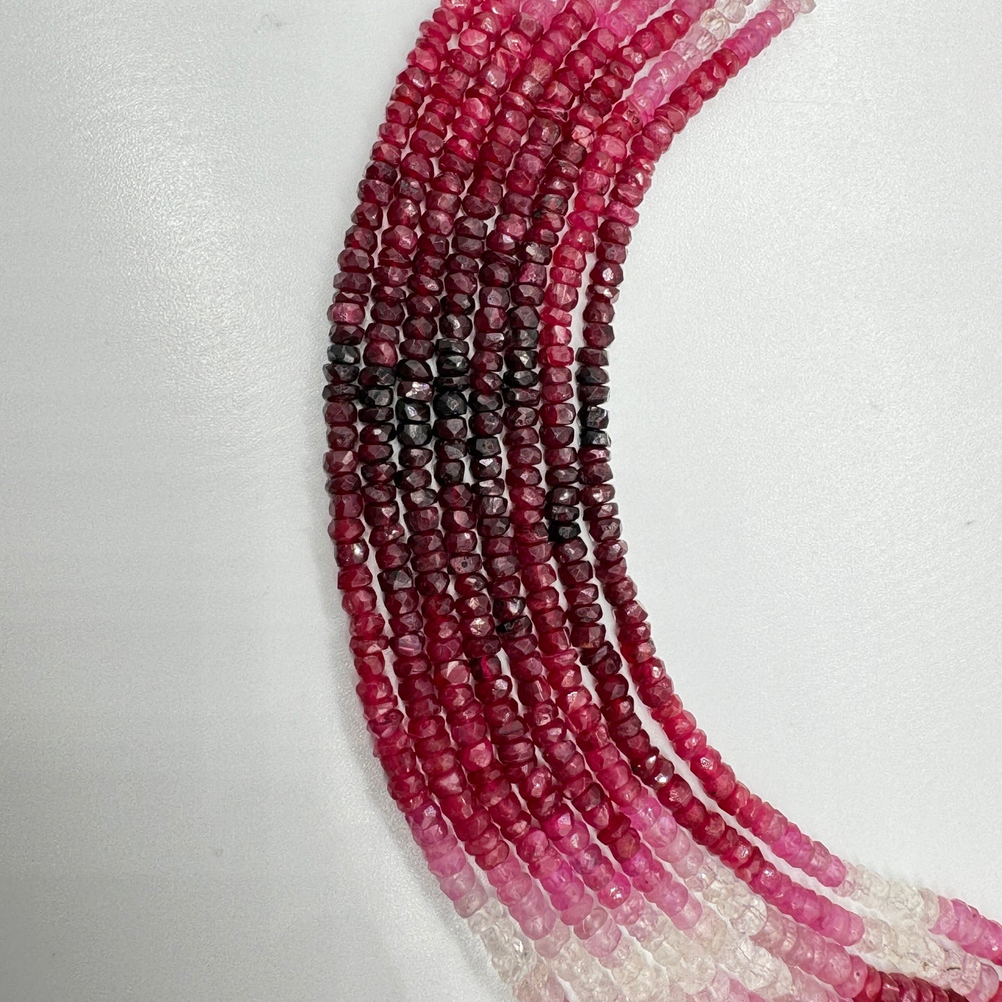 Shaded Ruby Sapphire Faceted Rondelle Beads – AAA Quality, 16” Strand