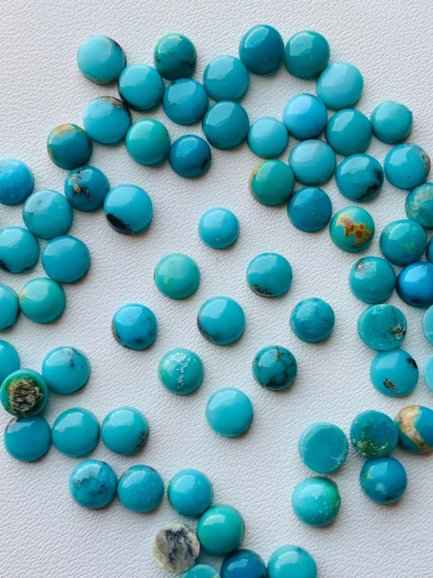 Natural Arizona Turquoise Smooth Round Gemstone Cabochon, CALIBRATED Loose Stone Cab, Round Jewelry Making Cabochons Semi Precious Cabochon
