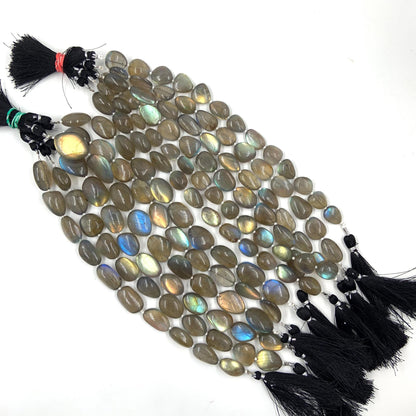 Natural Labradorite Tumble Beads - Smooth Oval Gemstone Strand 16"