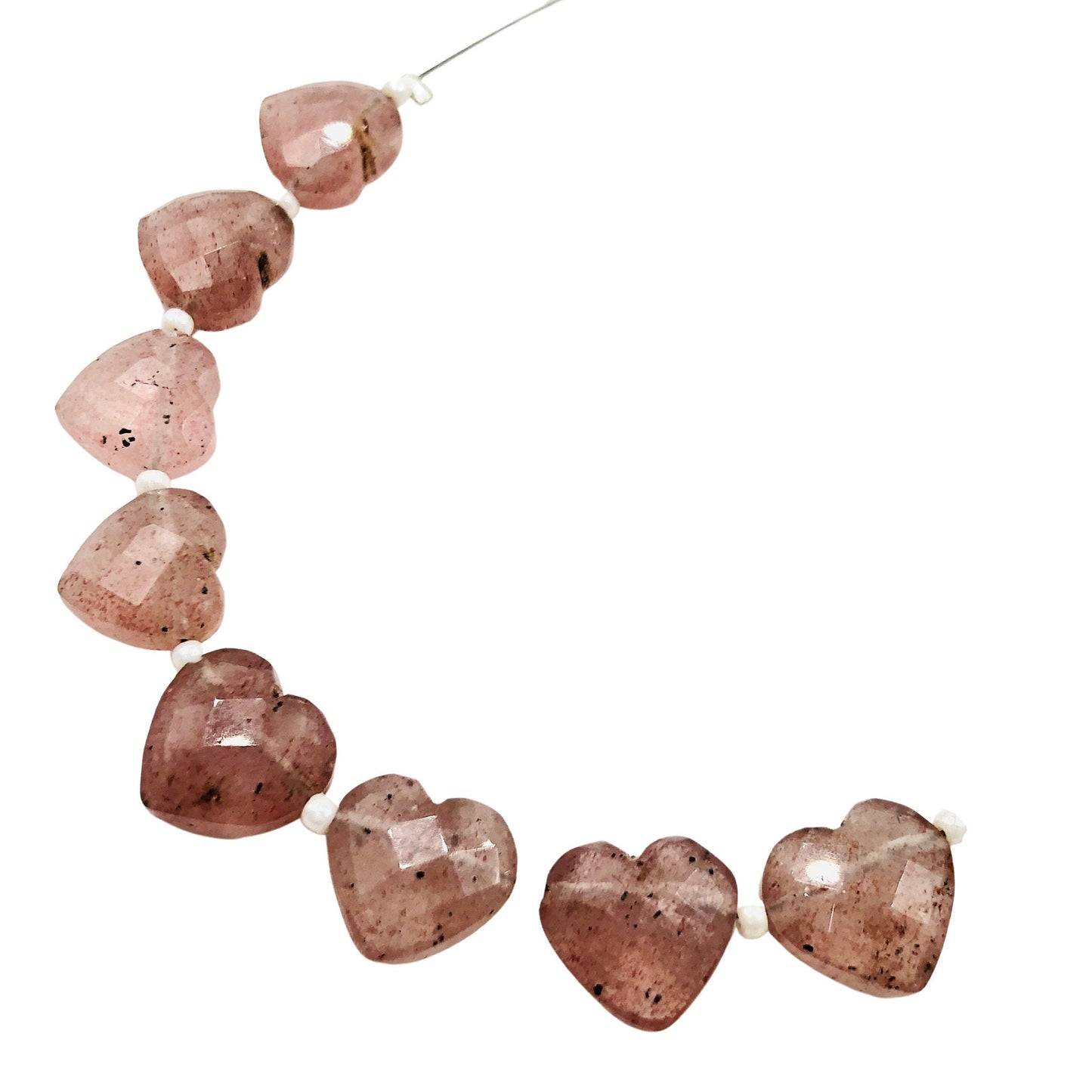 Natural Red Strawberry Quartz Carved Heart shape Gemstone Briolette Beads | Beads For Jewelry | Wholesale Gemstone beads, SKU - BBI331