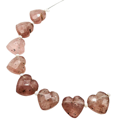 Natural Red Strawberry Quartz Carved Heart shape Gemstone Briolette Beads | Beads For Jewelry | Wholesale Gemstone beads, SKU - BBI331