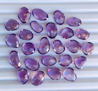 Natural Pink Amethyst Rose Cut Slices Cabochons Faceted Rose Cut Flat Back Cabochons, Rose Cut Loose Gemstone, Pink Amethyst Gemstone Slices