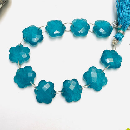 10 Pieces Teal Quartzite Faceted Double Drilled Gemstone Beads, Cloud Shape Gemstone, Drilled gemstone, Hand Carved Gemstone Size 14X15X6mm