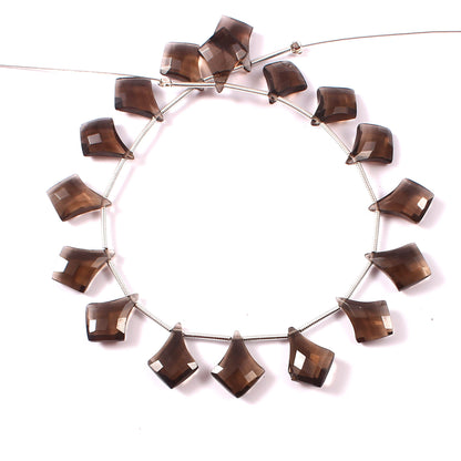 Quality 100% Natural Smoky Quartz Faceted Slanted Kite Shape Gemstone Beads,14mmx11mm Approx, Wholesale Smoky Quartz Gemstone,Jewelry Idea .
