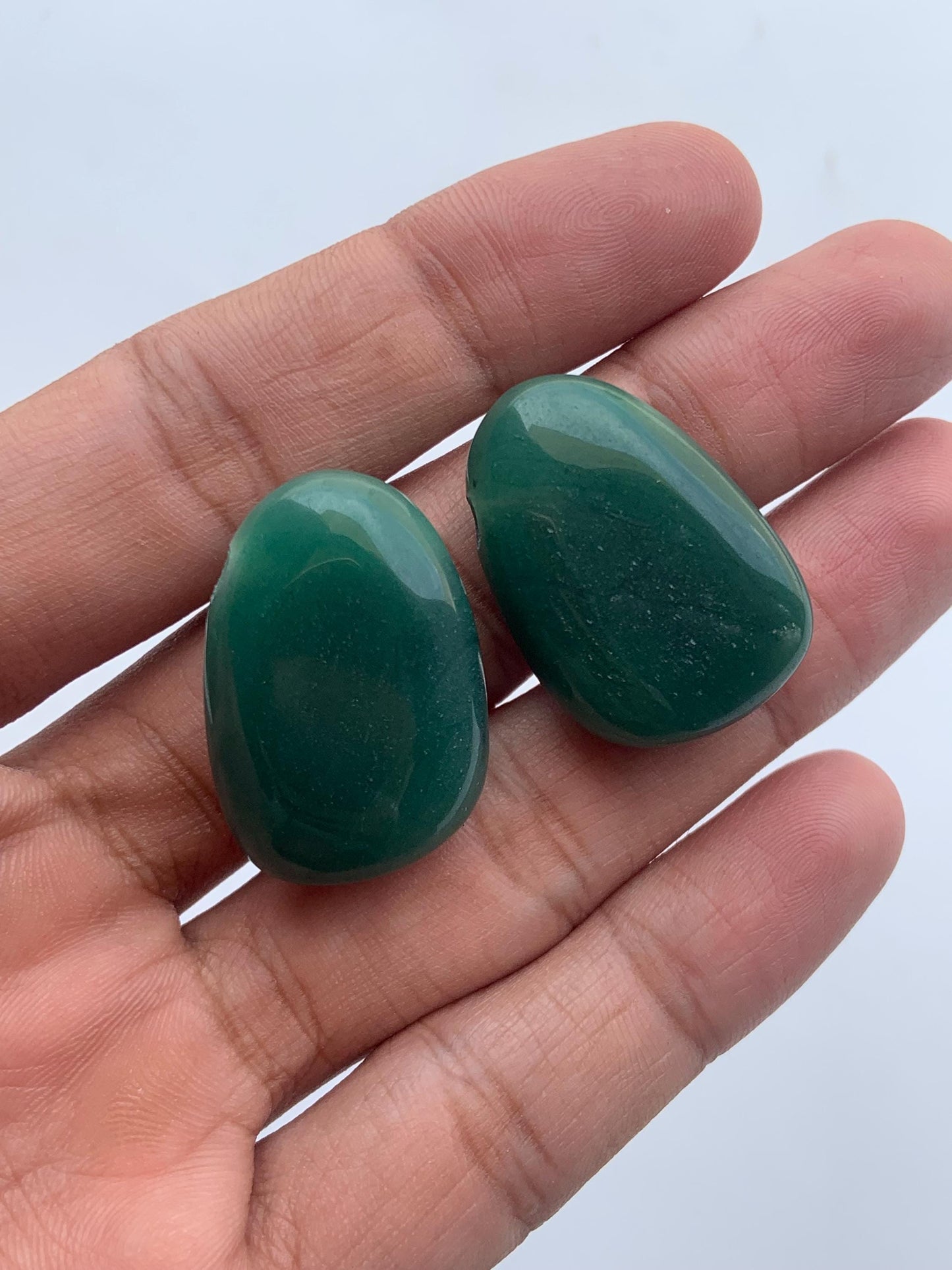 Natural Green jasper Smooth tumble shape Gemstone Size 20x30x11mm Side drill tumble for wedding jewelry Earring Making gemstone gift for her