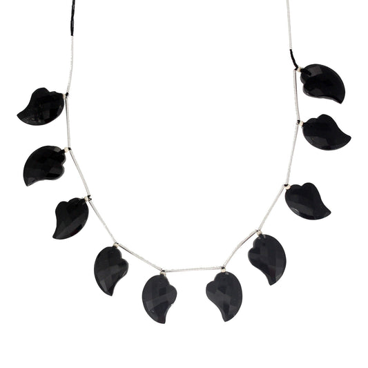 AAA+ Natural Black Tourmaline Fancy Faceted Beads 18x13mm