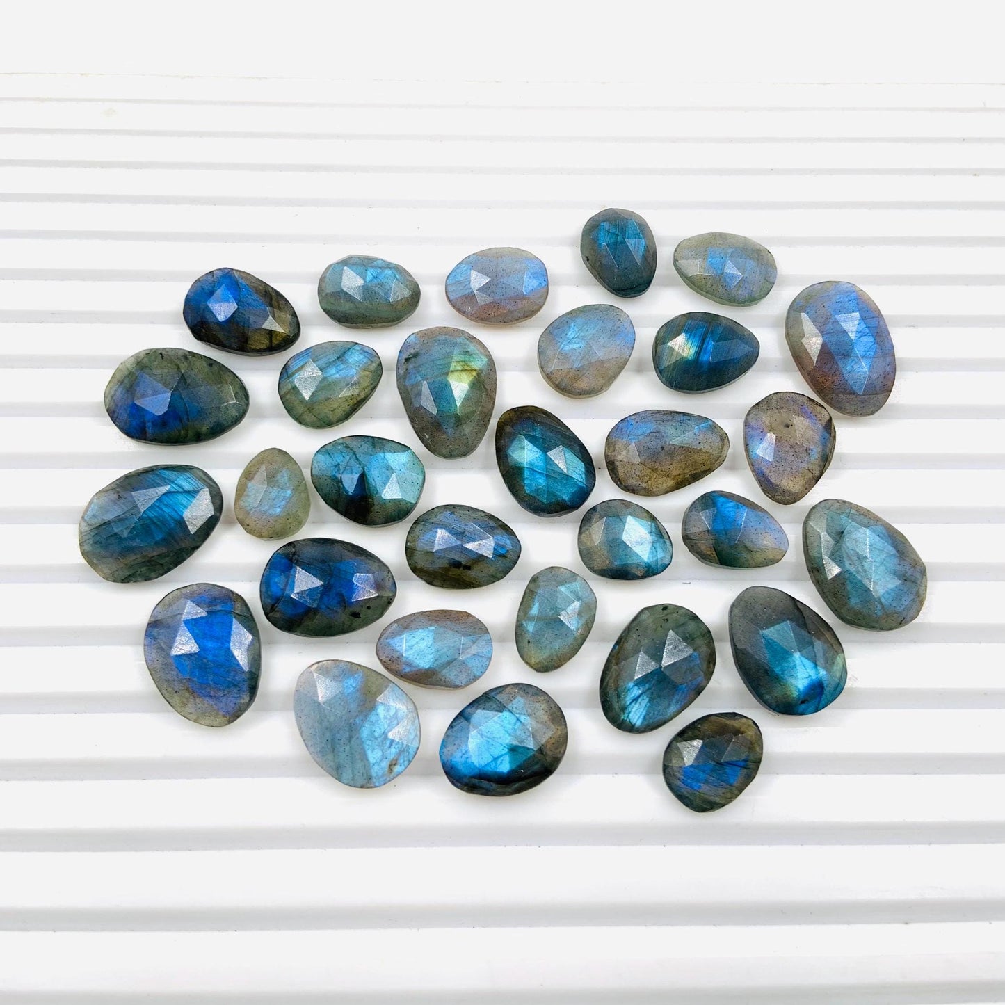 Natural Labradorite Rose Cut Slices Cabochons Faceted Rose Cut Flat Back Cabochons Rose Cut Loose Gemstone, labradorite Gemstone Slice Cut