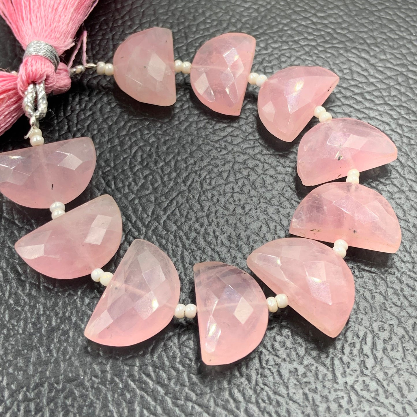 10 pcs Natural Rose Quartz straight drill D shape (half moon ) briolette faceted Quartz Gemstone size 10X16mm handmade gemstone for jewelry