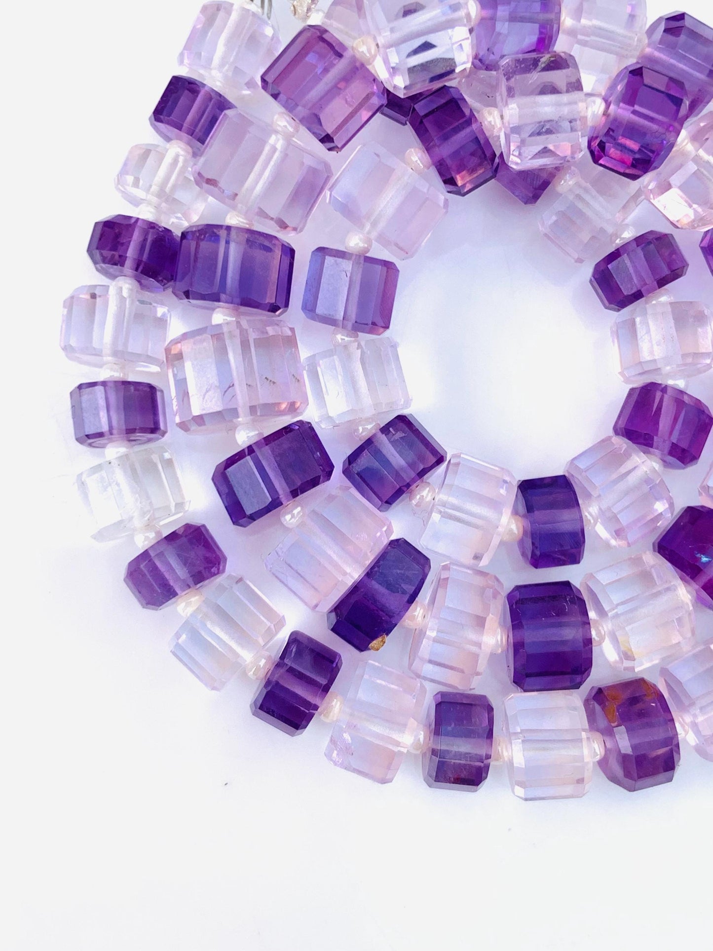 Natural Amethyst Faceted Tyre Gemstone Beads 15" Strand