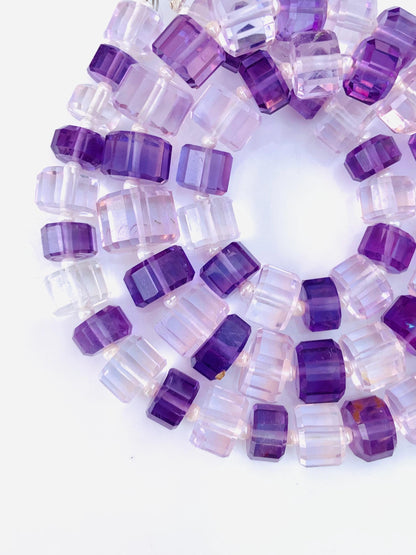 Natural Amethyst Faceted Tyre Gemstone Beads 15" Strand