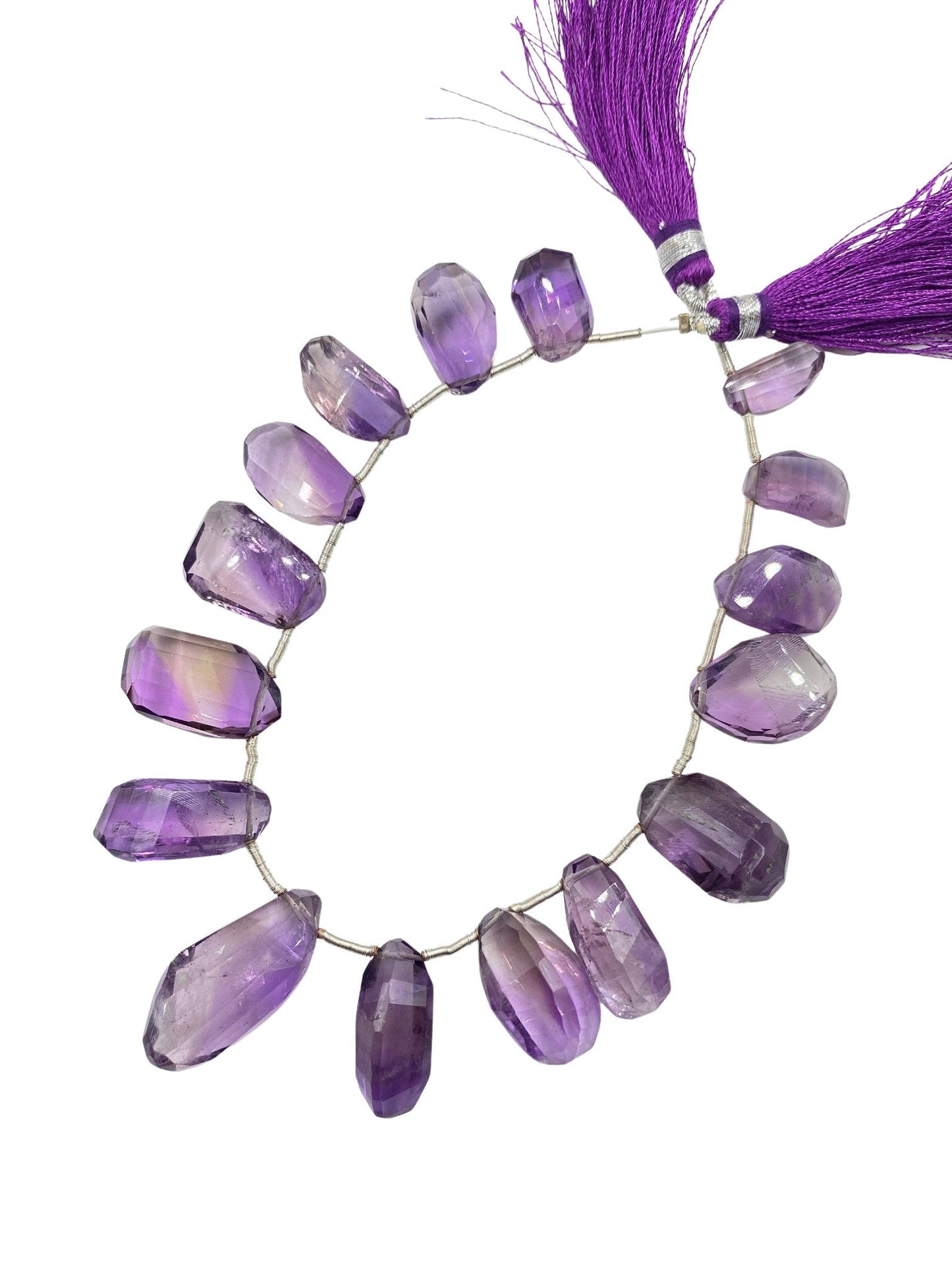 Natural Amethyst Nugget Beads - Faceted Twisted Gemstone Strand 8"