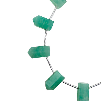 10 Pieces Natural Amazonite Faceted Pencil Shape Gemstone, Size 6x12mm, One Side Point Pencil Fancy Briolette, SKU- BBI735